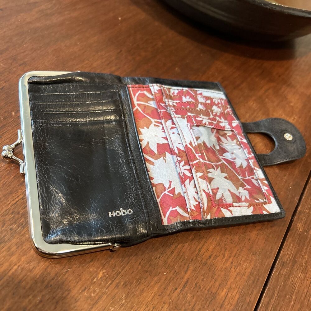 HOBO Black Leather Wallet with Silver Hardware - Picture 8 of 14